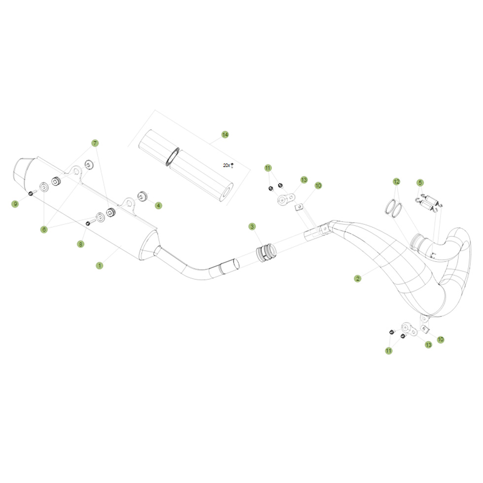 Beta RR250 2T Racing 14 Auspuffsystem 1 Ersatzteile Beta RR250 2T Racing 14 Auspuffsystem 1 Ersatzteile